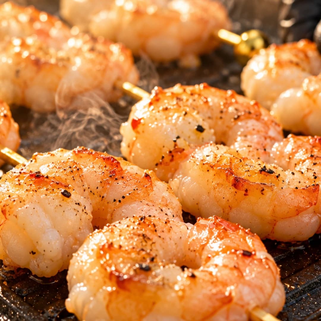 Menu : Brochettes de crevettes grillées